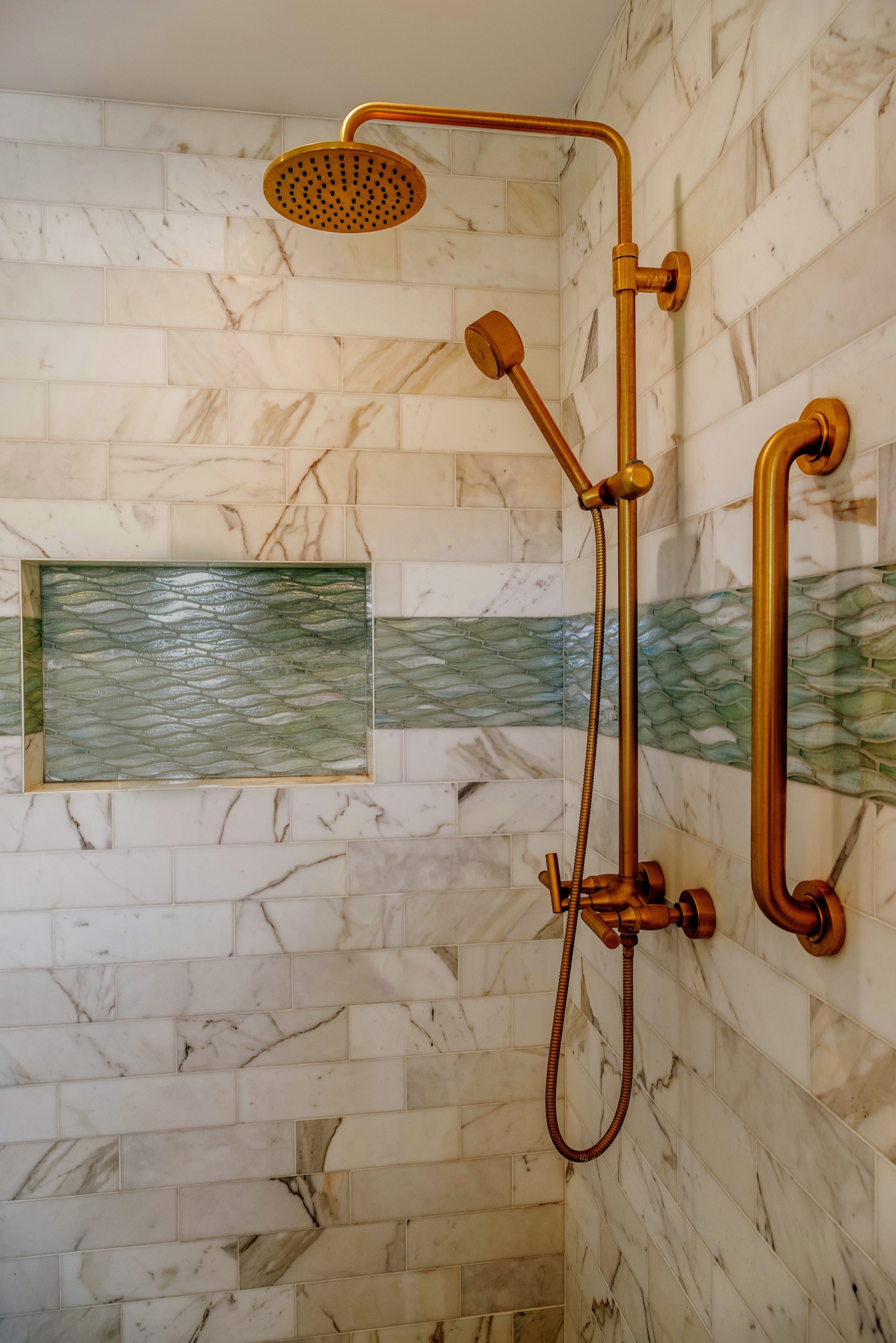 Stone bathroom shower detail by M2